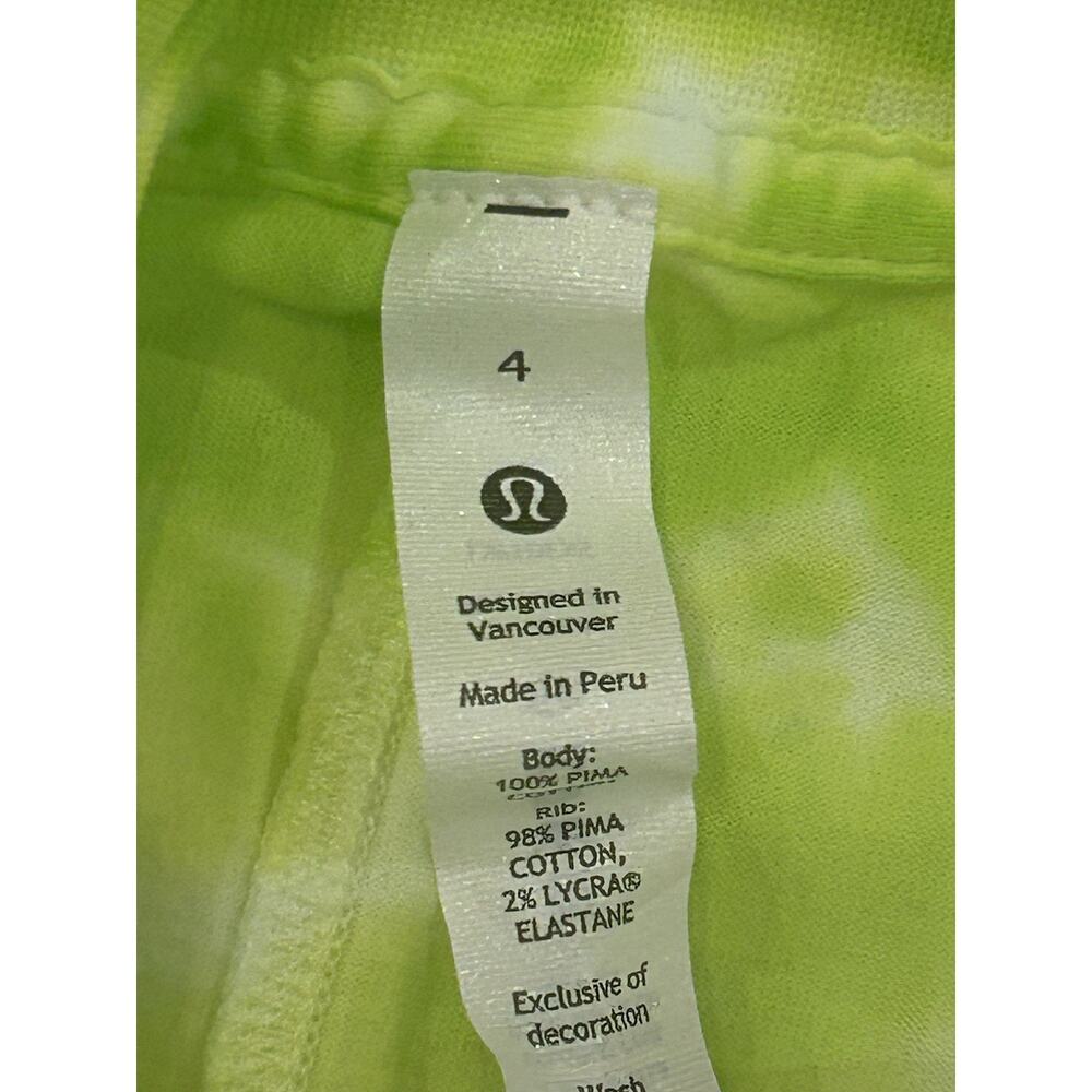 Lululemon All Yours Cropped Cotton Tank in Marmoleado TieDye Eccentric Lime sz 4 - Picture 3 of 3